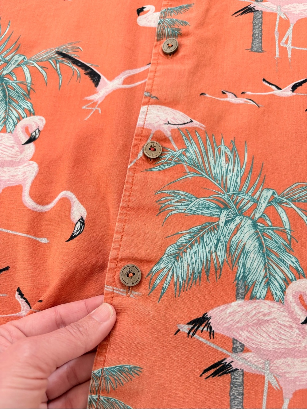 Men's Flamingo Print Short Sleeve Button Down Shirt - Picture 5 of 13
